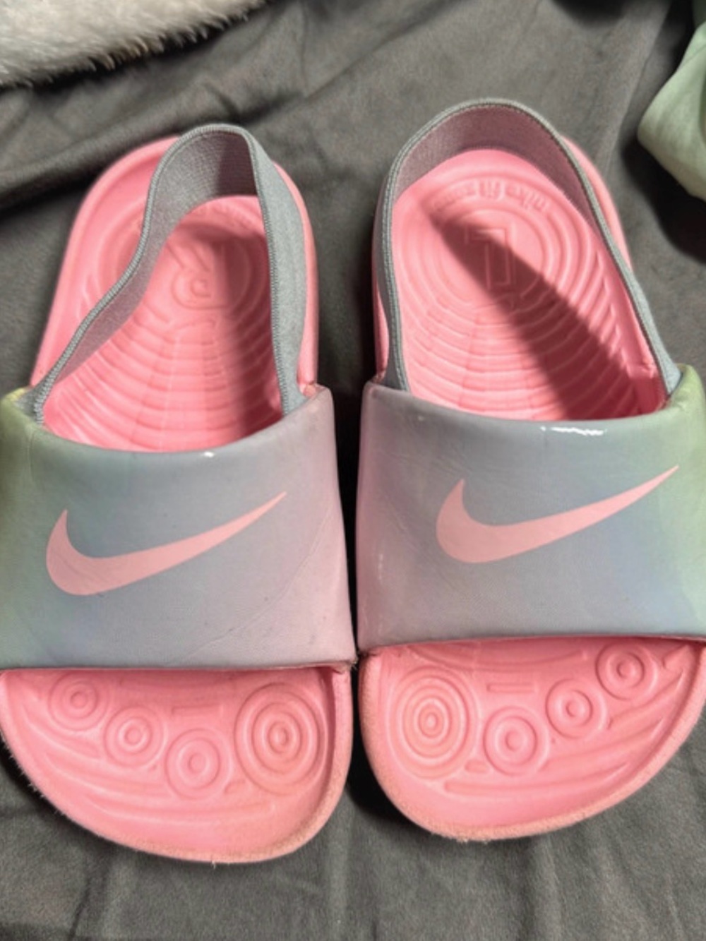 Nike Kids Pink and Iridescent Slide Sandals